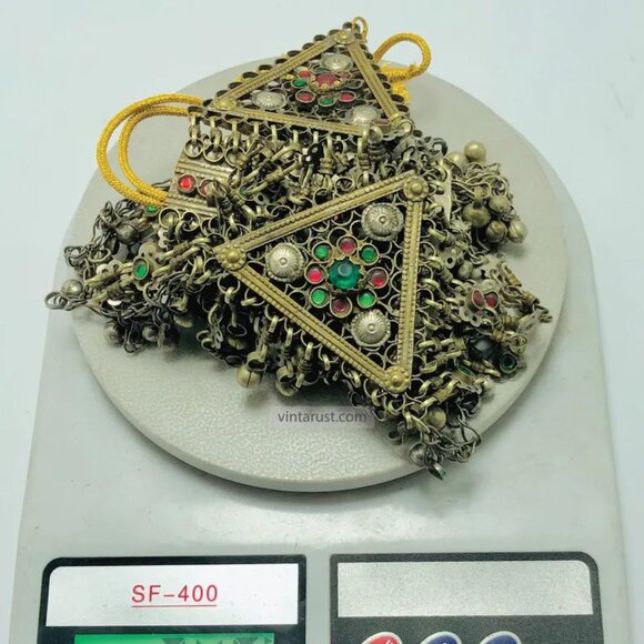 Multilayers Bib Necklace, Tribal Afghan Ethnic Handmade Kuchi Bib Necklace - Picture 7 of 8